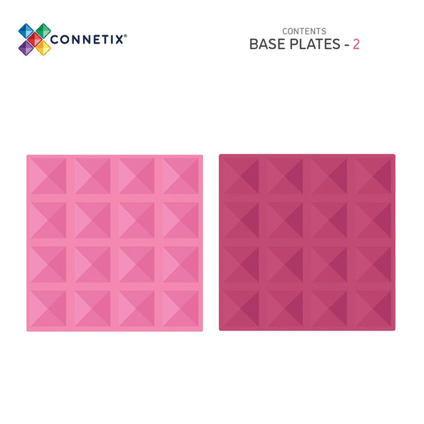 Connetix Tiles Pastel Pink & Berry Base Plate 2 Pcs Educational Magnetic Tiles