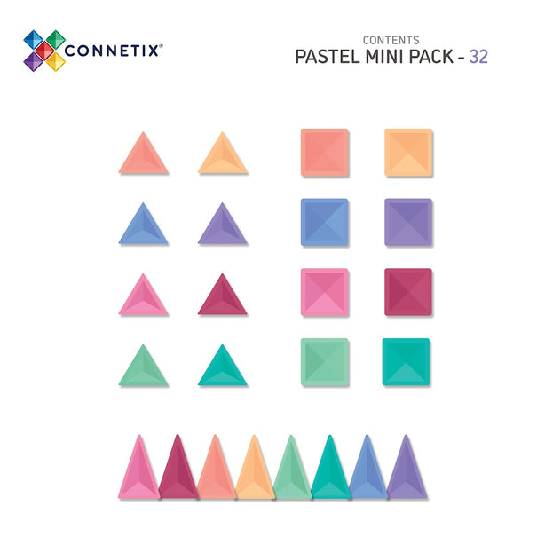 Connetix Tiles Pastel Mini Pack 32 Pcs Educational Magnetic Tiles