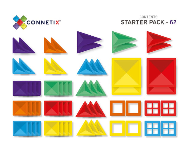 Connetix Tiles Rainbow Starter Pack 62 Pcs Educational Magnetic Tiles