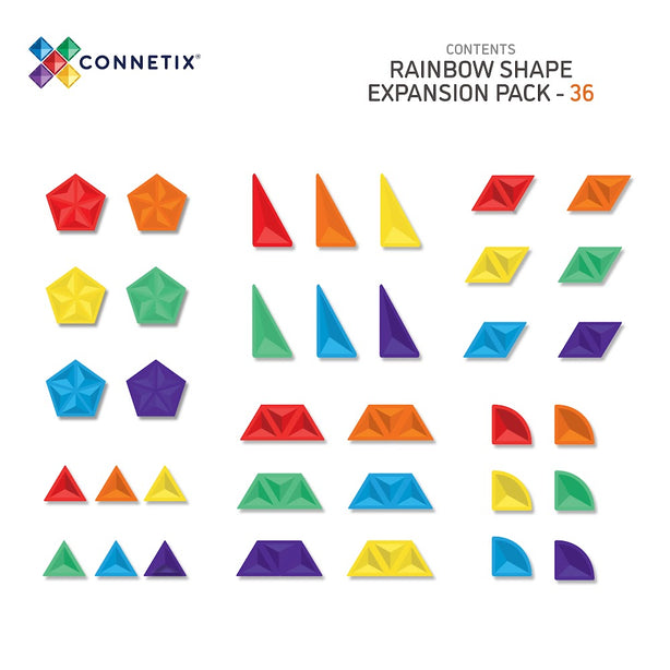 Connetix Tiles Rainbow Shape Expansion Pack 36 Pcs Educational Magnetic Tiles