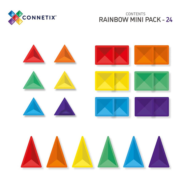 Connetix Tiles Rainbow Mini Pack 24 Pcs Educational Magnetic Tiles
