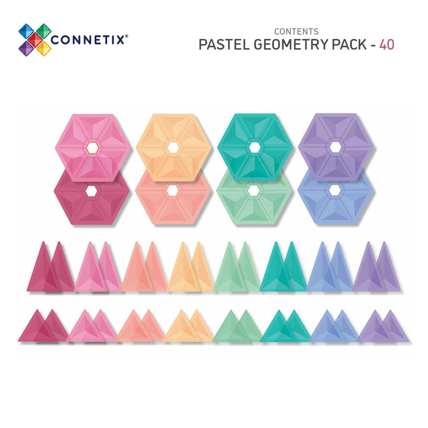 Connetix Tiles Pastel Geometry Pack 40 Pcs Educational Magnetic Tiles