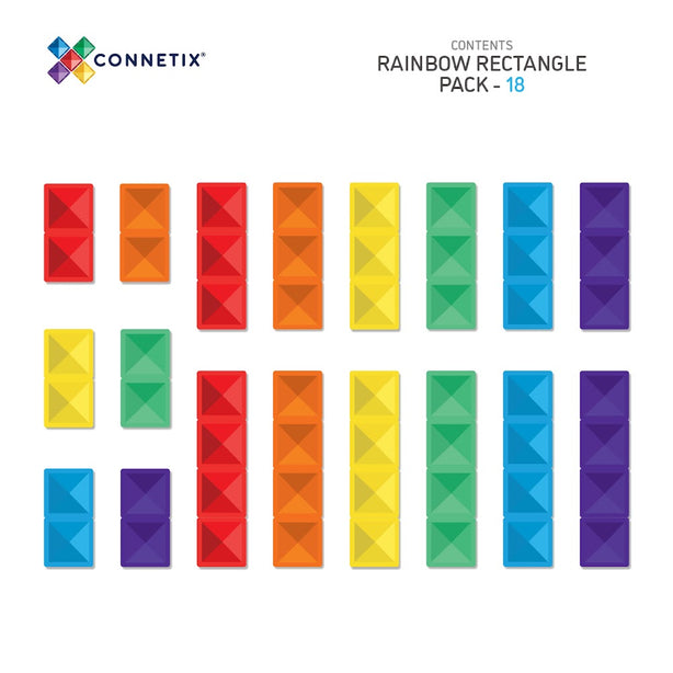Connetix Tiles Rainbow Rectangle Pack 18 Pcs Educational Magnetic Tiles