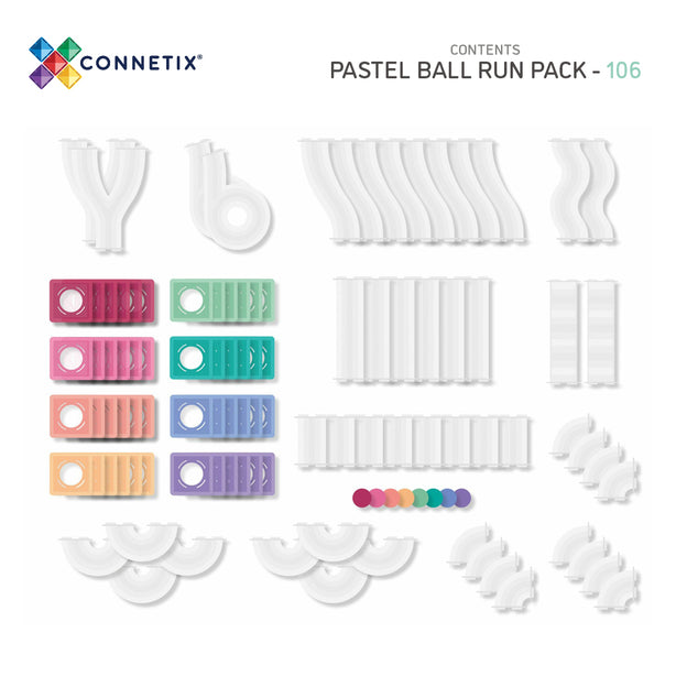 Connetix Tiles Pastel Ball Run Pack 106 Pcs Educational Magnetic Tiles