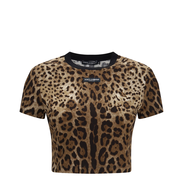 Dolce & Gabbana Leopard Print Cropped T Shirt