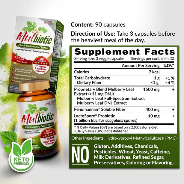 LABO Mulbiotic Capsule Glucose Support for Blood Sugar Diabetes Weight Appetite