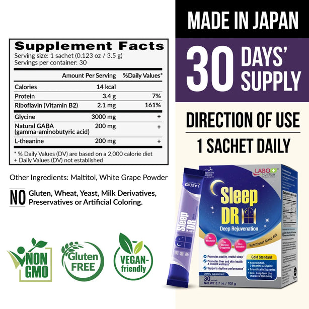LABO Nutrition Sleep DR Insomnia Supplement Melatonin Free with Natural GABA