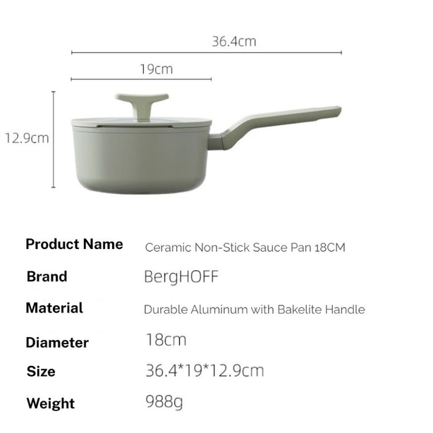 Berghoff 18CM Non-stick Coating Sauce Pan (Cover Included)