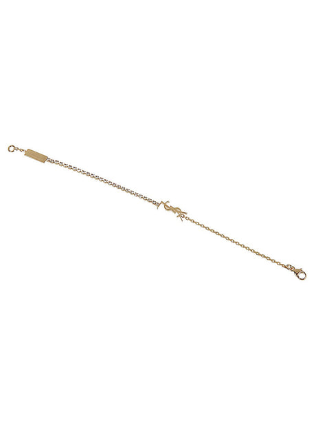 Saint Laurent Gold Bracelet With Rhinestones