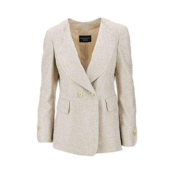 EMPORIO ARMANI ICON laminated viscose double-breasted jacket