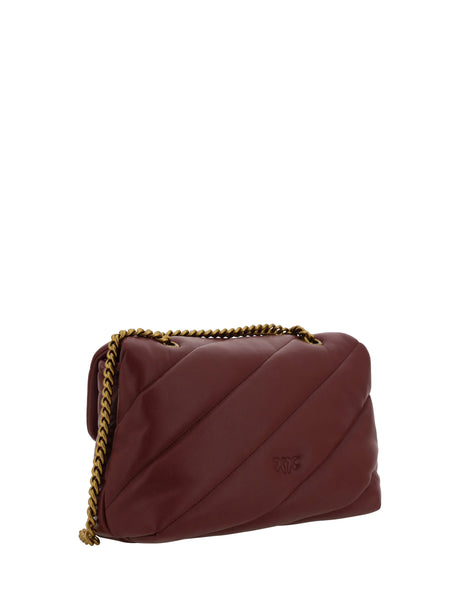 Pinko Love Classic leather Shoulder Bag - Ribes Intenso-Antique Gold