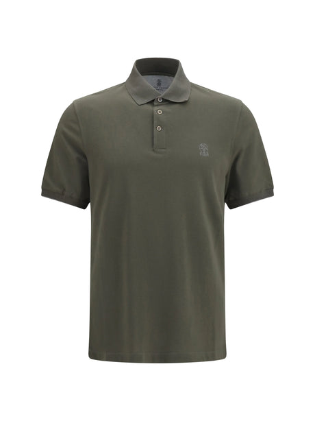Brunello Cucinelli Cotton Polo - Army Washed+Grigio