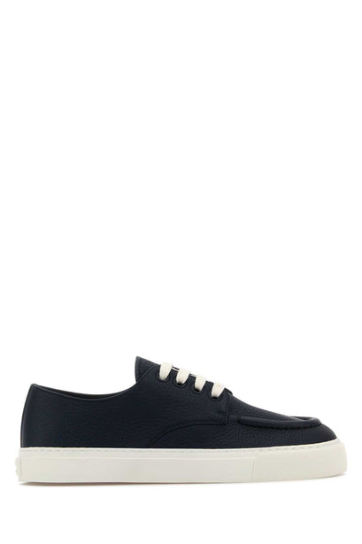 Navy Blue Leather Sneakers