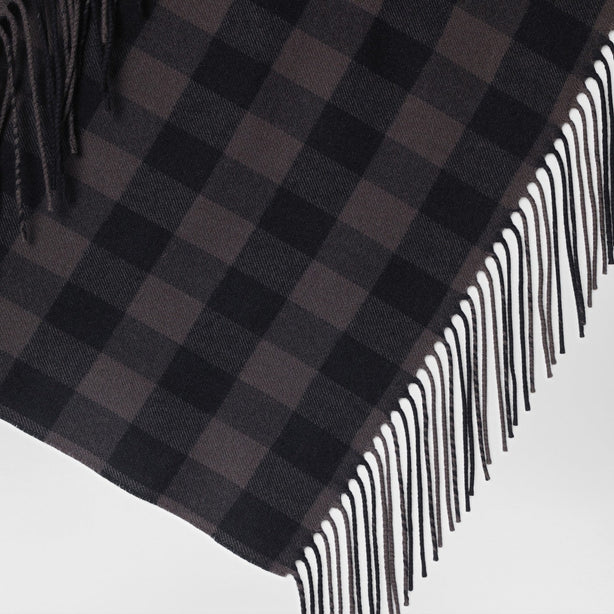 Brown Check Wool And Cashmere Shawl