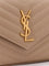 Saint Laurent Leather crossbody bag with metal Cassandre logo - Darkbeige