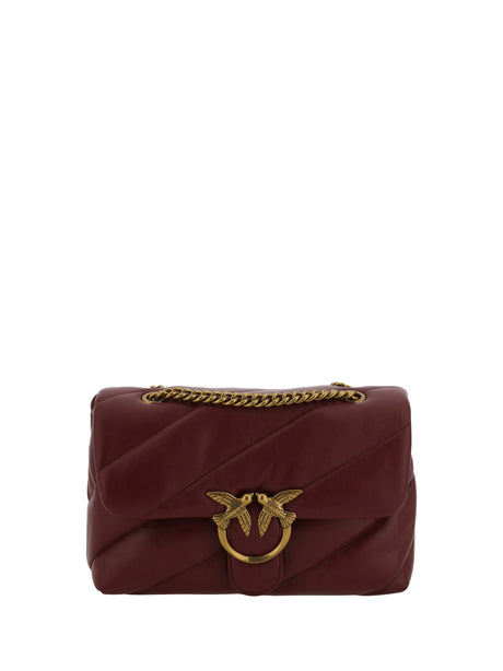 Pinko Love Classic leather Shoulder Bag - Ribes Intenso-Antique Gold