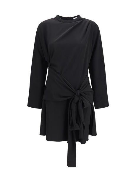 Draped Knot Crepe Mini Dress