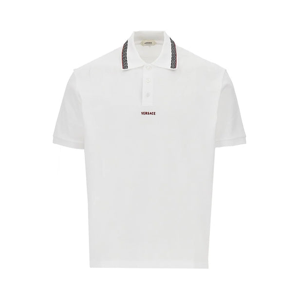 VERSACE Cotton polo shirt with Greca motif