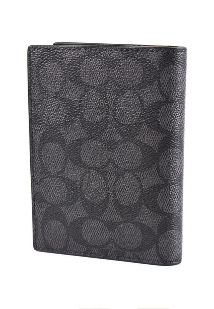 Coach Mens Passport Card Case In Signature Canvas - Charcoal/Black