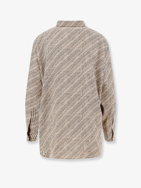 Balenciaga All Over Print Silk Shirt - Beigeblack