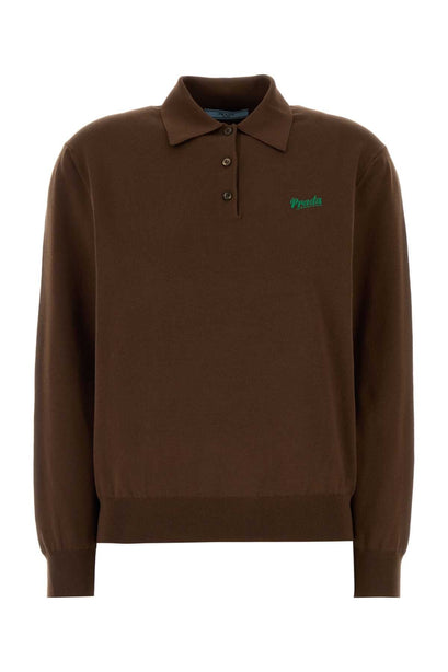 Brown Silk Blend Polo Shirt