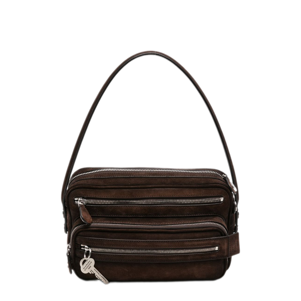 Medium Calfskin Shoulder Bag - Chocolate Brown