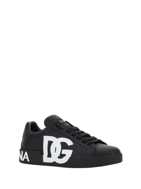 Dolce & Gabbana Leather Sneakers - Black/Black
