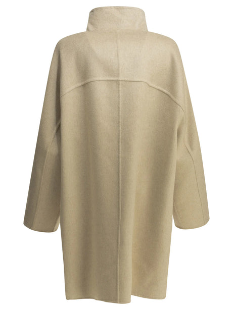 AlaïA Long asymmetrical cashmere coat - Beige