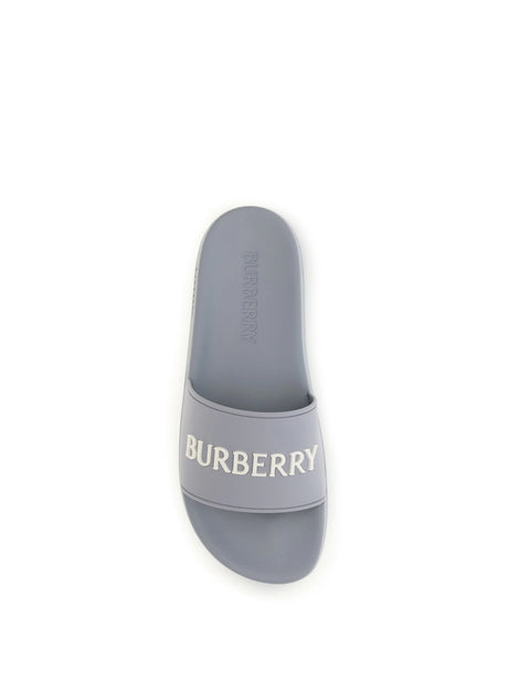 Burberry Logo Slides - Marble Grey/Dove Bei