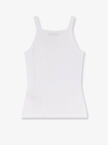 Fendi Ribbed cotton tank top - White