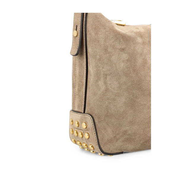 Metal Dots Mini Calf Leather Shoulder Bag - Beige