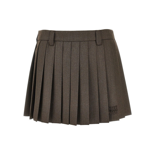 MIU MIU Pleated wool mini skirt