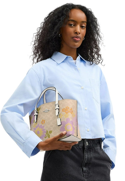 Coach Mollie Tote 25 Bag In Signature Canvas With Floral Print - Sand/Multi