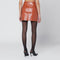 Leather Effect Mini Skirt In Tan