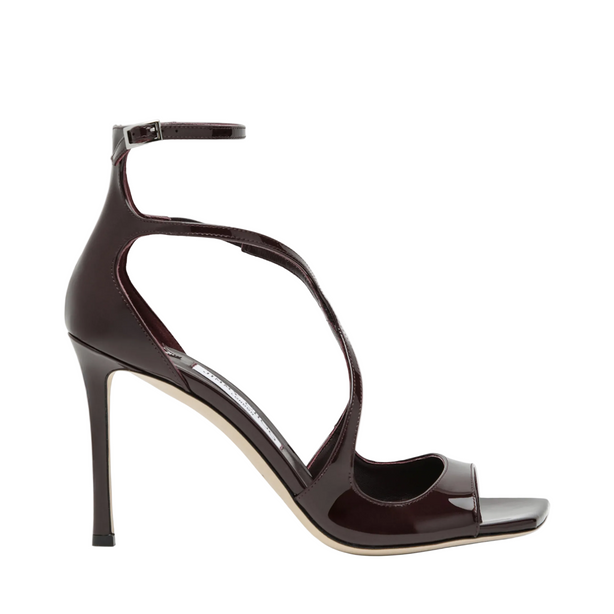 Azia Sandals In Deep Red Patent Leather