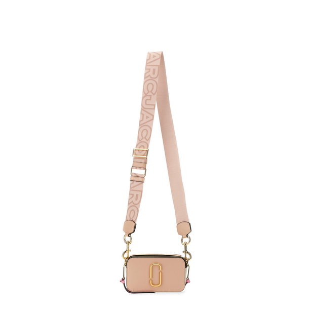 The Snapshot Calf Leather Crossbody - Taupe/Pink/Off-White