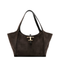 Suede Leather Top Handle Bag - Brown