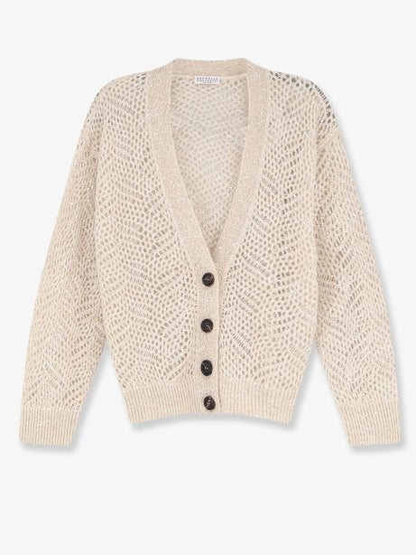 Brunello Cucinelli Mohair blend cardigan with iconic Dazzling motif - Avorio