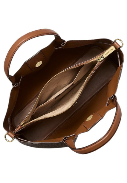 Michael Kors Carson Medium Signature Logo Satchel Bag - Brown