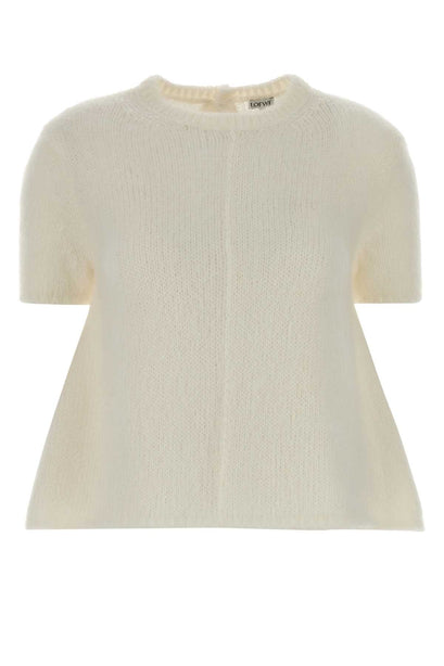 Ivory Stretch Mohair Blend Sweater