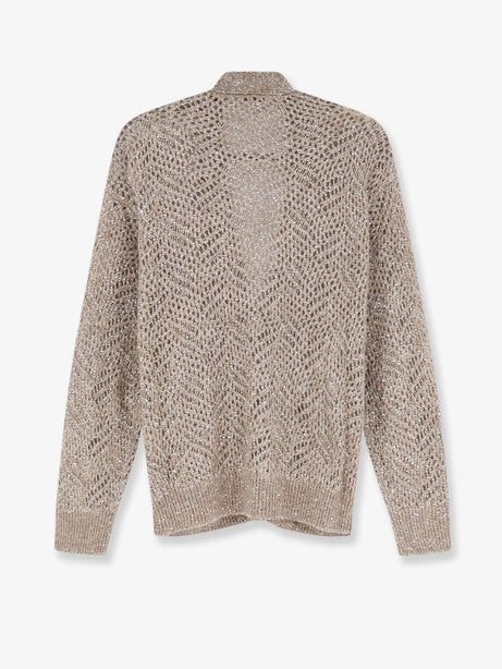 Brunello Cucinelli Mohair blend cardigan with iconic Dazzling motif - Brown