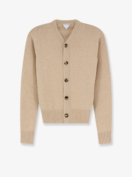 Bottega Veneta Cashmere blend cardigan with Intrecciato logo patch - Wax