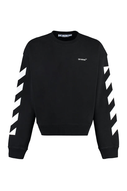 Striped Logo Print Black Sweatshirt