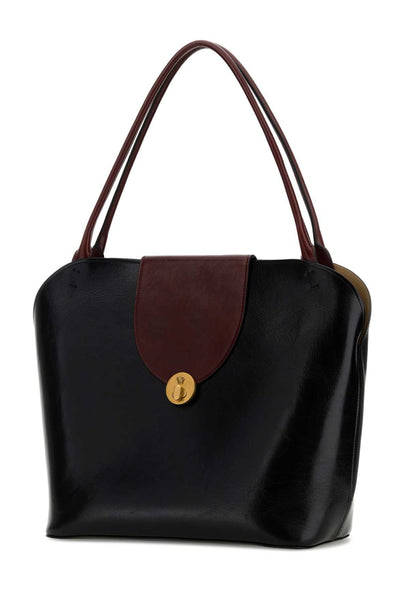 Black Leather Shopping Bag
