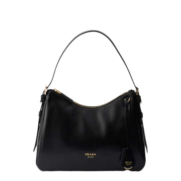 Large Calfskin Shoulder Bag - Black