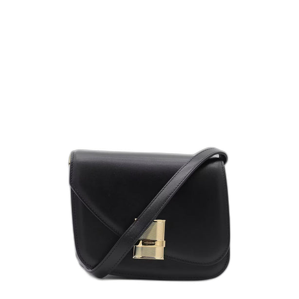 Oyster Leather Crossbody - Black