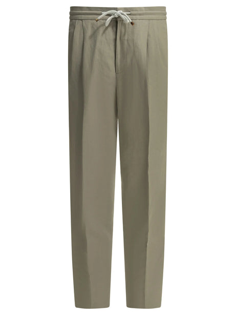 Brunello Cucinelli Casual linen and cotton pants - Beige