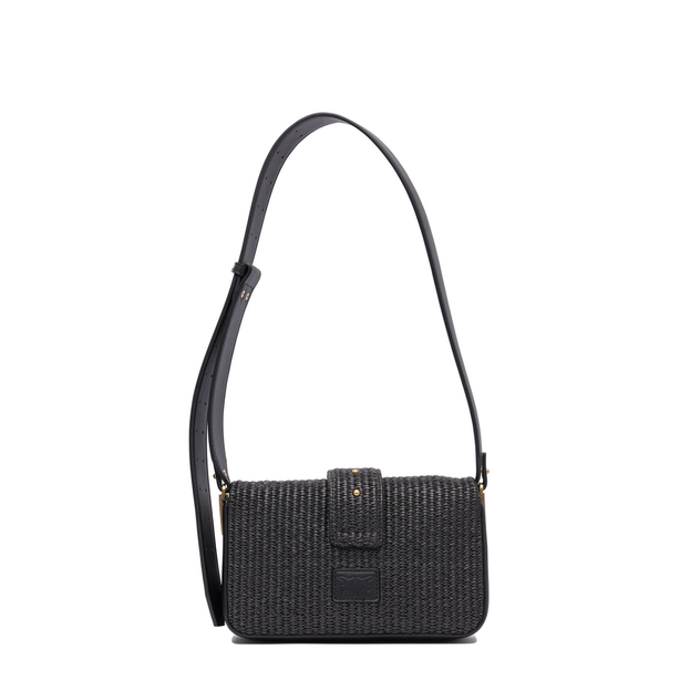 Love One Mini Slouchy Raffia Crossbody - Black