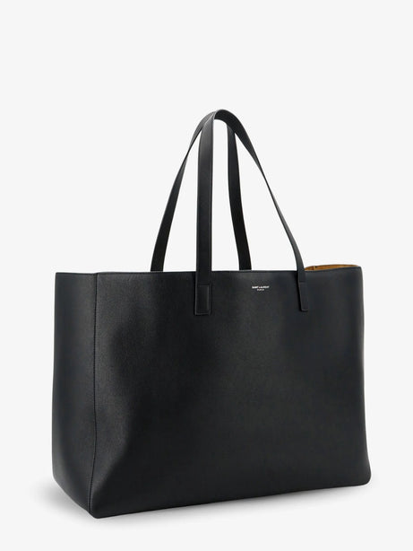 Saint Laurent Leather shopping bag with front logo - Nerorusticcamel