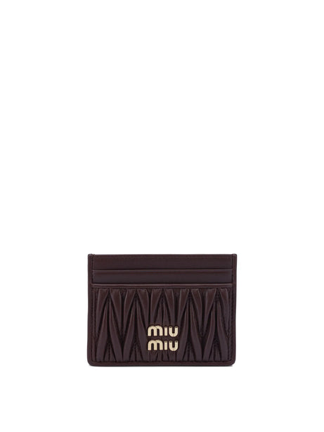 Miu Miu Matelassé nappa leather card holders - Bordeaux